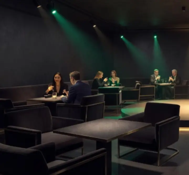 Modern, elegáns Morvessa rendezvénytér sötét klubhangulattal