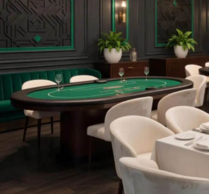 Morvessa sötét, elegáns klubstílusú belső terek emerald fényekkel